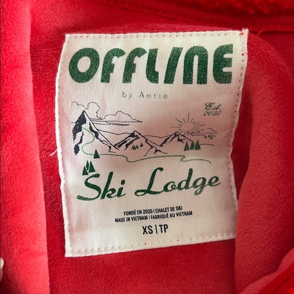 Aerie Offline XS Sherpa Zip Up Jacket Red - Picture 3 of 4
